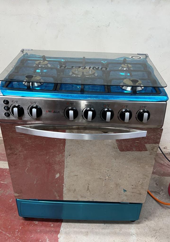 60*90 Unitech 5 Burner Freestanding Full Gas Cooker
